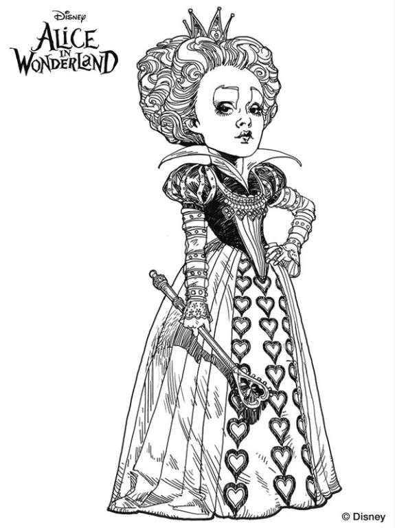 queen of hearts disney coloring page