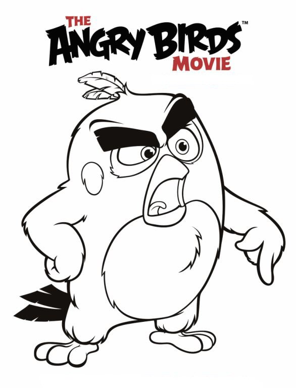 Kids Fun 6 Coloring Pages Angry Birds Movie Red