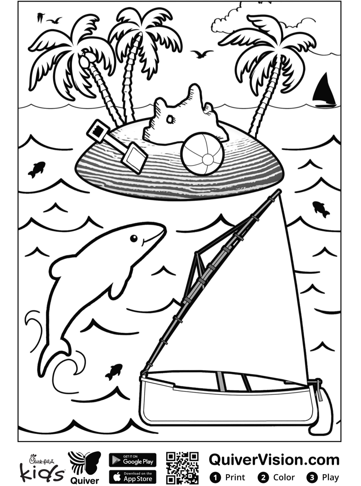 Kids n fun Coloring Page Quiver Sailboat