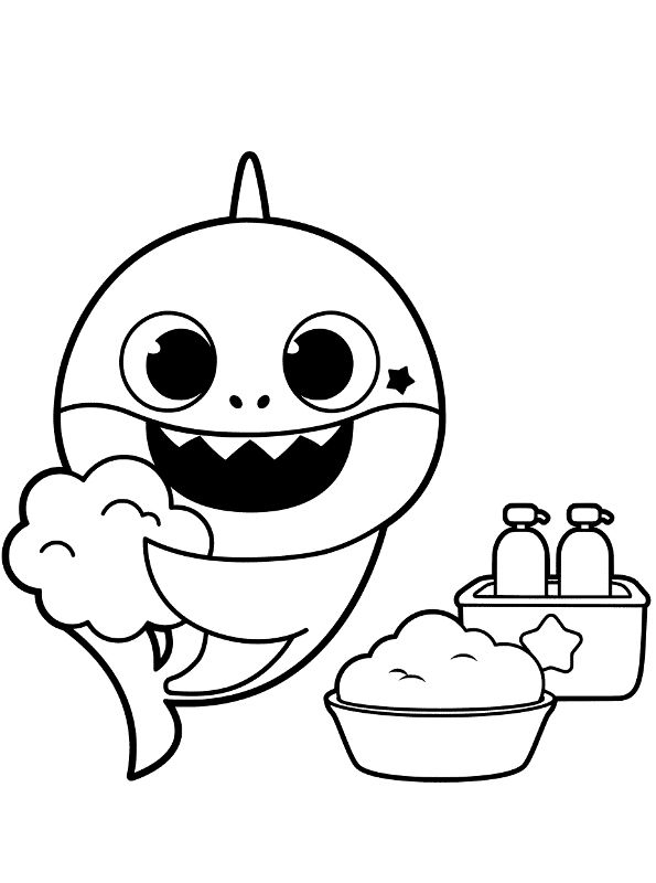 Kids-n-fun.com | Coloring page Baby Shark wash your hands baby shark