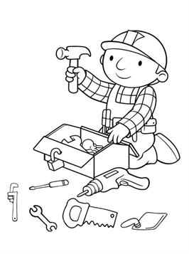 Building Tools Coloring Pages for Kids 