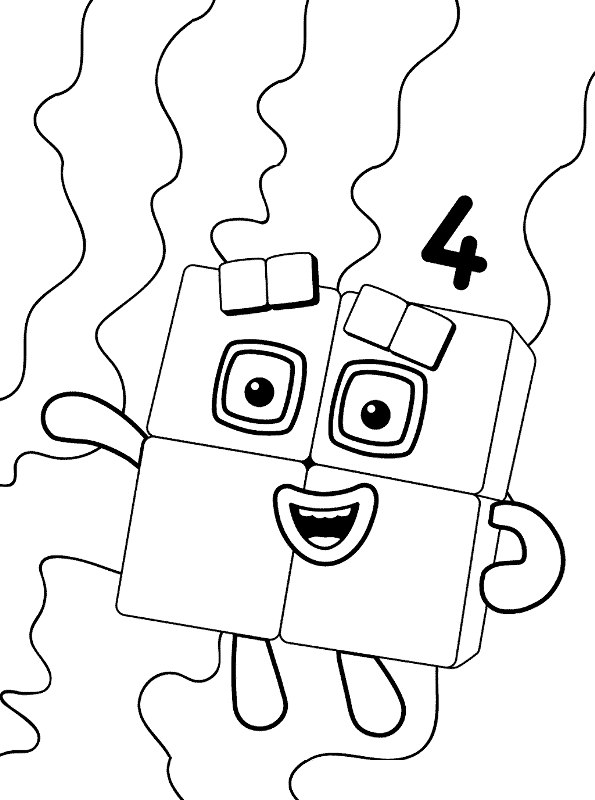 Kids-n-fun.com | Coloring page Numberblocks Number block 4