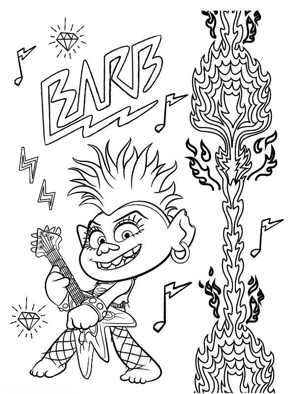 kids n funcom coloring page trolls world tour queen barb